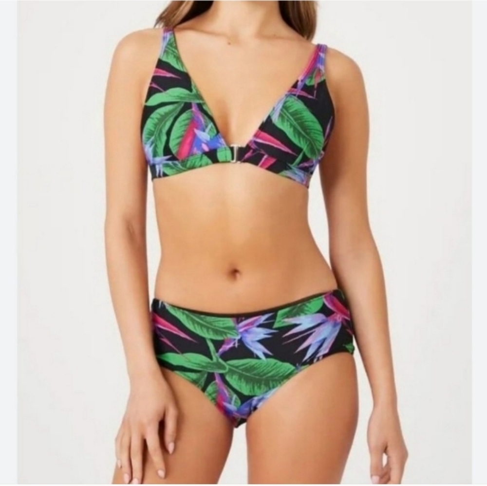 Forever 21 Tropical floral boy shorts bikini swimsuit